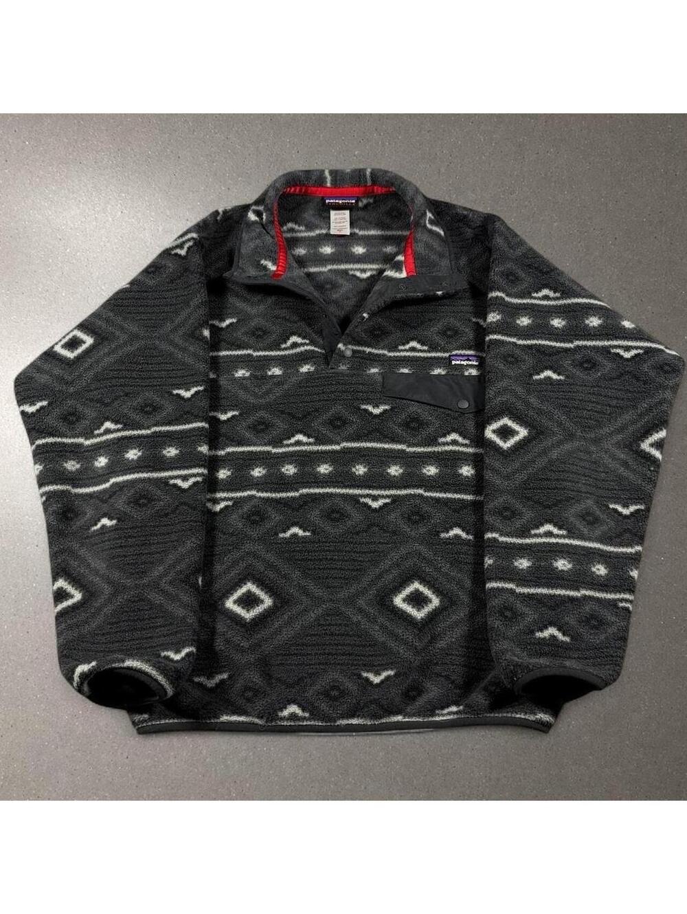 Vintage Patagonia Synchilla Black/Gray Aztec Snap T Pullover